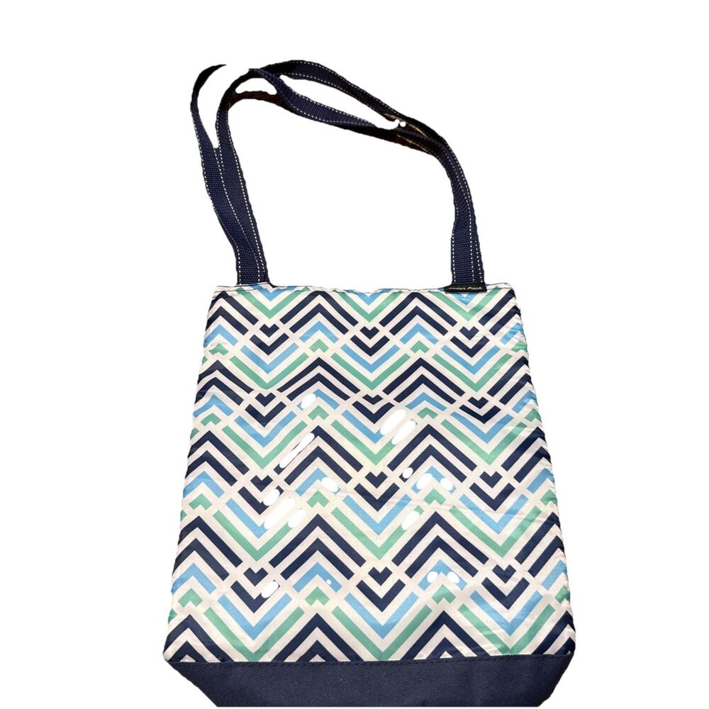 Pole pack insulated chevron tote bag